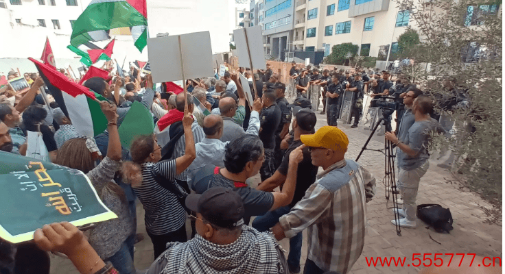 突尼斯各人在都门的德国大使馆门口抗议